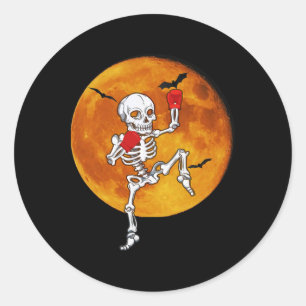 Sticker Rond Squelette Muay Thai Halloween Kickboxing Mma