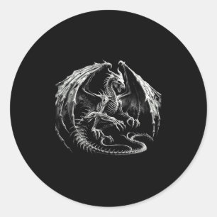 Sticker Rond Squelette Mythique Dragon Respirer Imaginaire de f