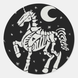 Sticker Rond Squelette Unicorne