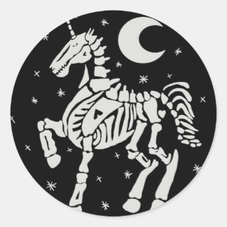 Sticker Rond Squelette Unicorne