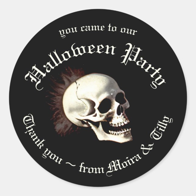 Sticker Rond Squelettes dansants de la Mort noire Halloween (Devant)