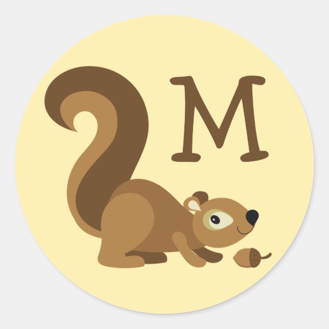 Sticker Rond Squirrel Cute Bois de l'enfant (Devant)