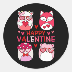 Sticker Rond Squish Squad Joyeux Cadeaux Valentin Pour Enfants 