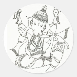 Sticker Rond Sri Ganesha