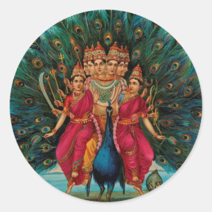 Sticker Rond Sri Shanmukaha Subramania Swami par Raja Ravi Varm