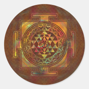 Sticker Rond Sri Yantra coloré / Sri Chakra