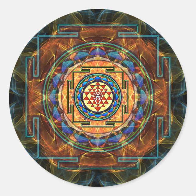 Sticker Rond Sri Yantra - Géométrie sacrée (Devant)