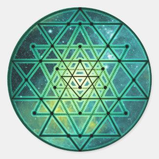 Sticker Rond Sri Yantra vert mystique