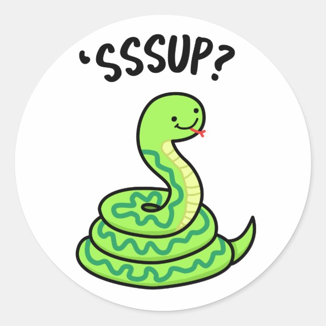 Sticker Rond Sssup Funny Hisser Snake Pun (Devant)