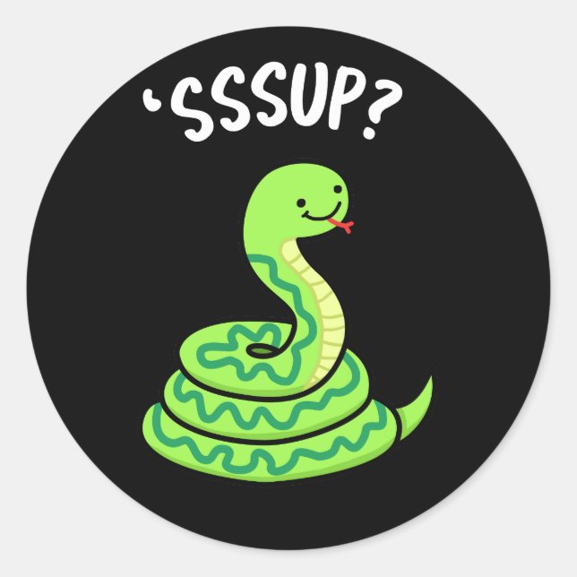 Sticker Rond Sssup Funny Hisser Snake Pun Dark BG (Devant)