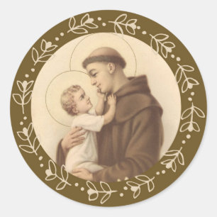 Sticker Rond St Anthony de bébé Jésus de Padoue