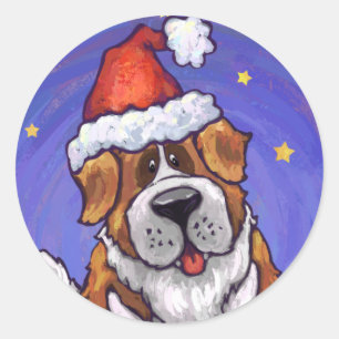 Sticker Rond St. Bernard Christmas