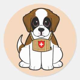 Sticker Rond St. Bernard Puppy