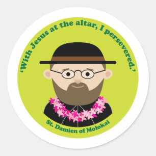 Sticker Rond St Damien de Molokai