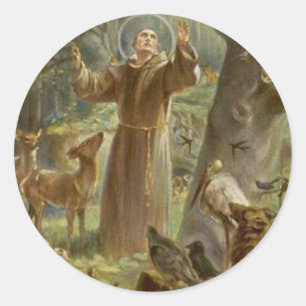 Sticker Rond St Francis d'Assisi a entouré par des animaux