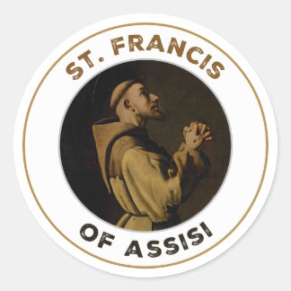 Sticker Rond St. Francis of Assisi Pray for Us