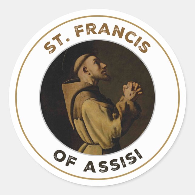 Sticker Rond St. Francis of Assisi Pray for Us (Devant)