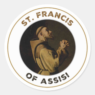 Sticker Rond St. François d'Assise Priez pour Nous