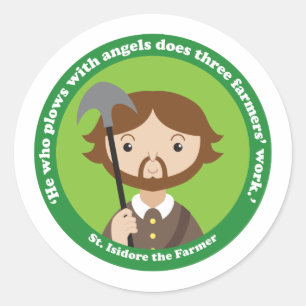 Sticker Rond St. Isidore l'agriculteur