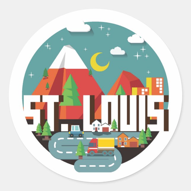 Sticker Rond St. Louis, Missouri Geometric Design (Devant)