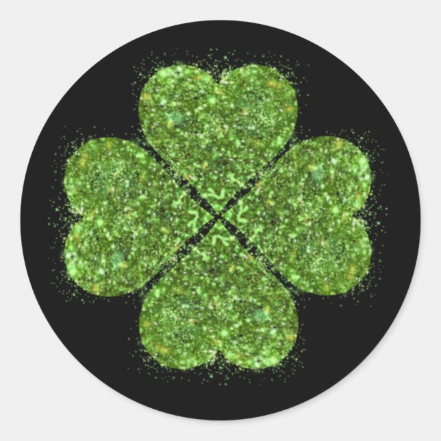 Sticker Rond St Patrick’s day, trèfle vert irlandais (Devant)