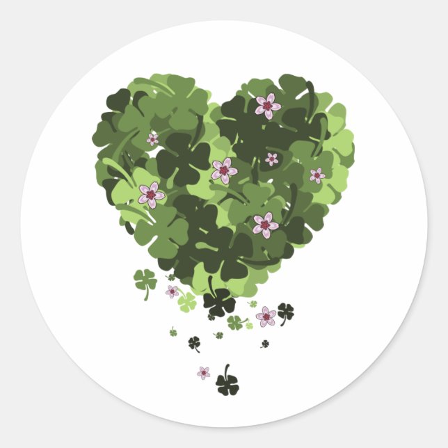 Sticker Rond St. Patrick's Clover Heart (Devant)