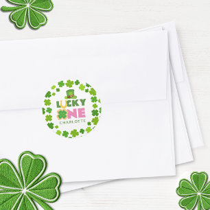 Sticker Rond St. Patrick's Day 1er anniversaire Lucky One Shamr