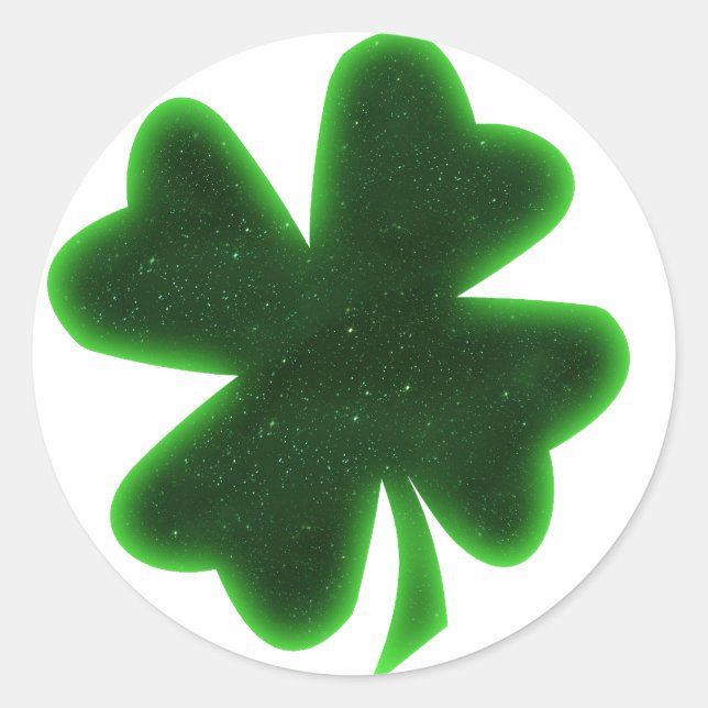 Sticker Rond St. Patrick's Day Four Leaf Clover (Devant)
