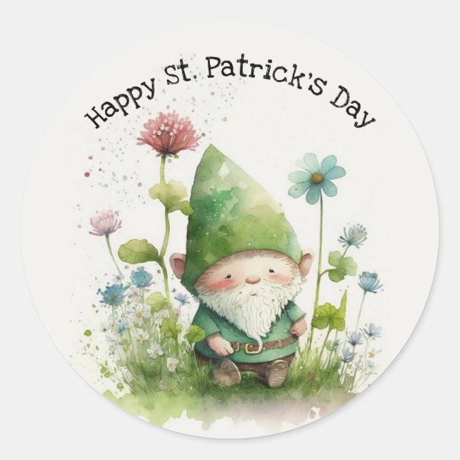 Sticker Rond St. Patrick's Day Green Leprechaun (Devant)