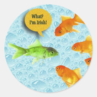 Sticker Rond St. Patrick's Day, Humour de poisson rouge