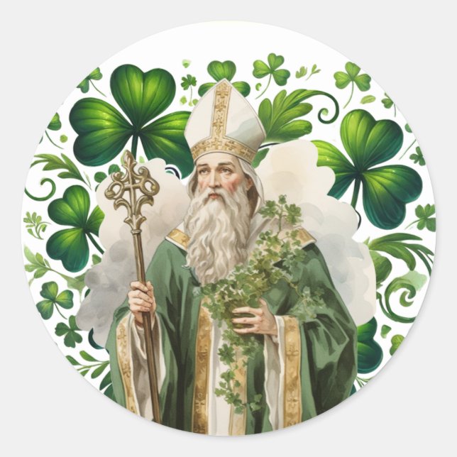 Sticker Rond St. Patricks Day Irlandais Shamrocks verts religie (Devant)