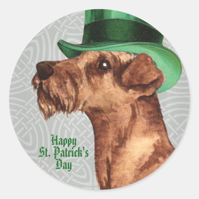 Sticker Rond St. Patrick's Day irlandais Terrier classique rond (Devant)