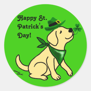 Sticker Rond St. Patrick's Day Jaune Labrador