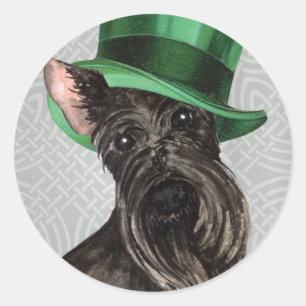 Sticker Rond St. Patrick's Day Scottish Terrier