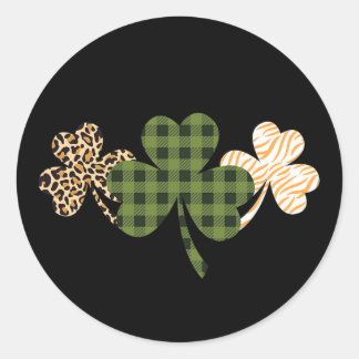 Sticker Rond St Patricks Day Shamrock Green Irish St Patrick Lu