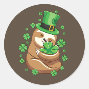 Sticker Rond St. Patrick's Day Sloth stcker