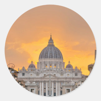 Sticker Rond St. Peter's Basilica at Sunset, Vatican City