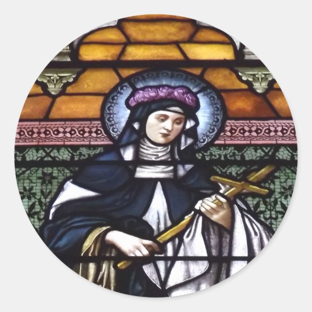 Sticker Rond St Rose de Lima - priez pour le vitrail (Devant)