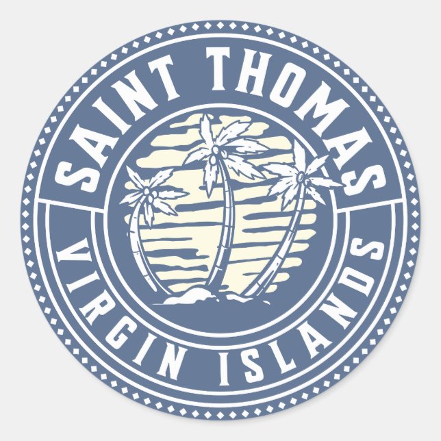 Sticker Rond St Thomas Iles Vierges américaines Vacances Souven (Devant)