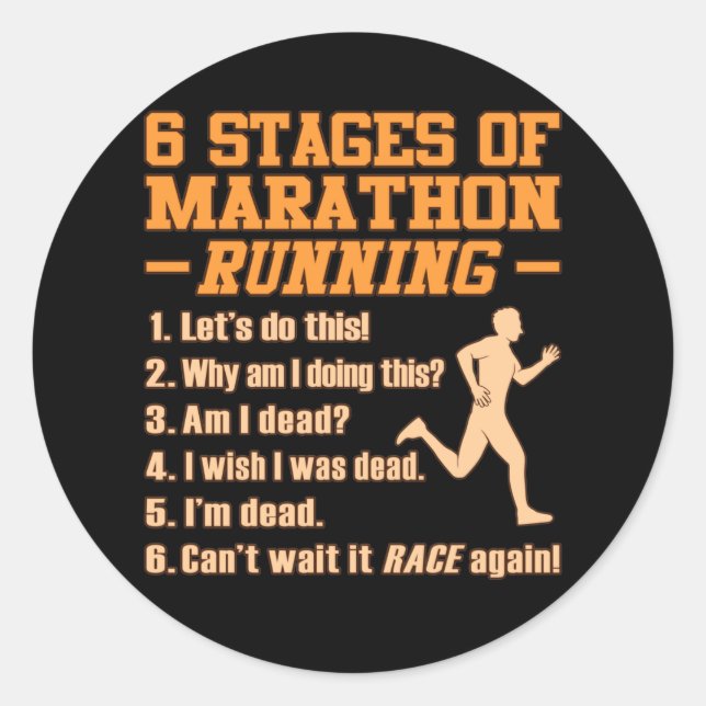Sticker Rond Stades De Marathon Coureur Sarcastique Graphi (Devant)