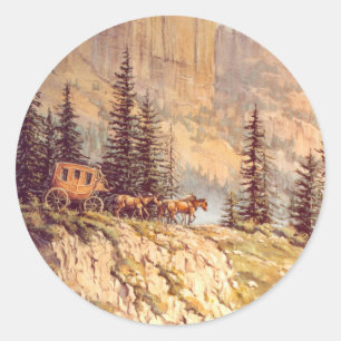 Sticker Rond STAGECOACH DE MONTAGNE par SHARON SHARPE