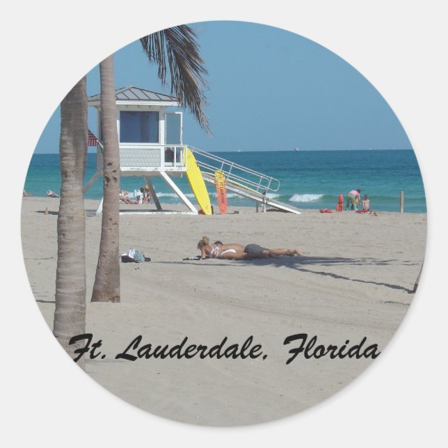 Sticker Rond Stand De Garde-Vent Ft Lauderdale Beach (Devant)