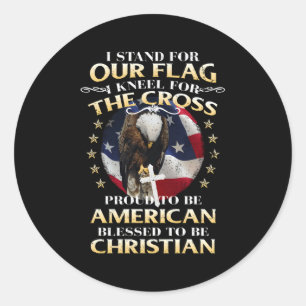 Sticker Rond Stand Pour Notre Drapeau Kneel Pour La Croix