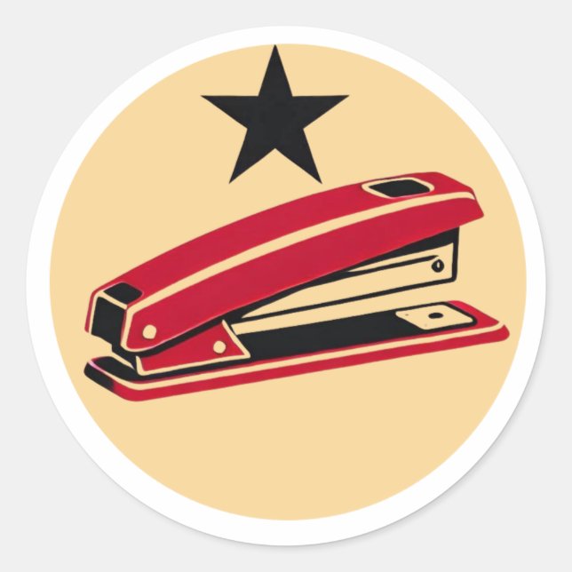 Sticker Rond stapler rouge venez le prendre (Devant)