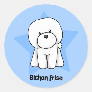 Sticker Rond Star de Kawaii Bichon Frise