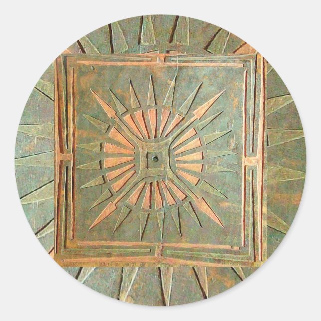 Sticker Rond STAR DU MATIN, vert, jaune brun (Devant)