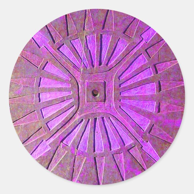 Sticker Rond STAR DU MATIN, violet rose, violet (Devant)