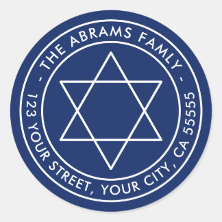 Sticker Rond Star of David dark blue minimalist return address