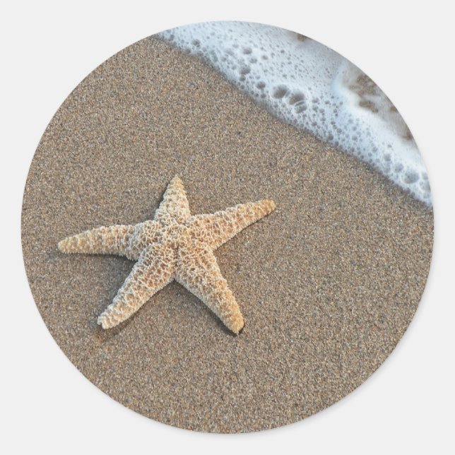 Sticker Rond Starfish au bord de la plage (Devant)