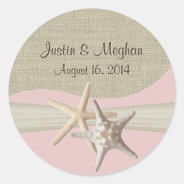 Sticker Rond Starfish &amp; Burlap rose (Devant)